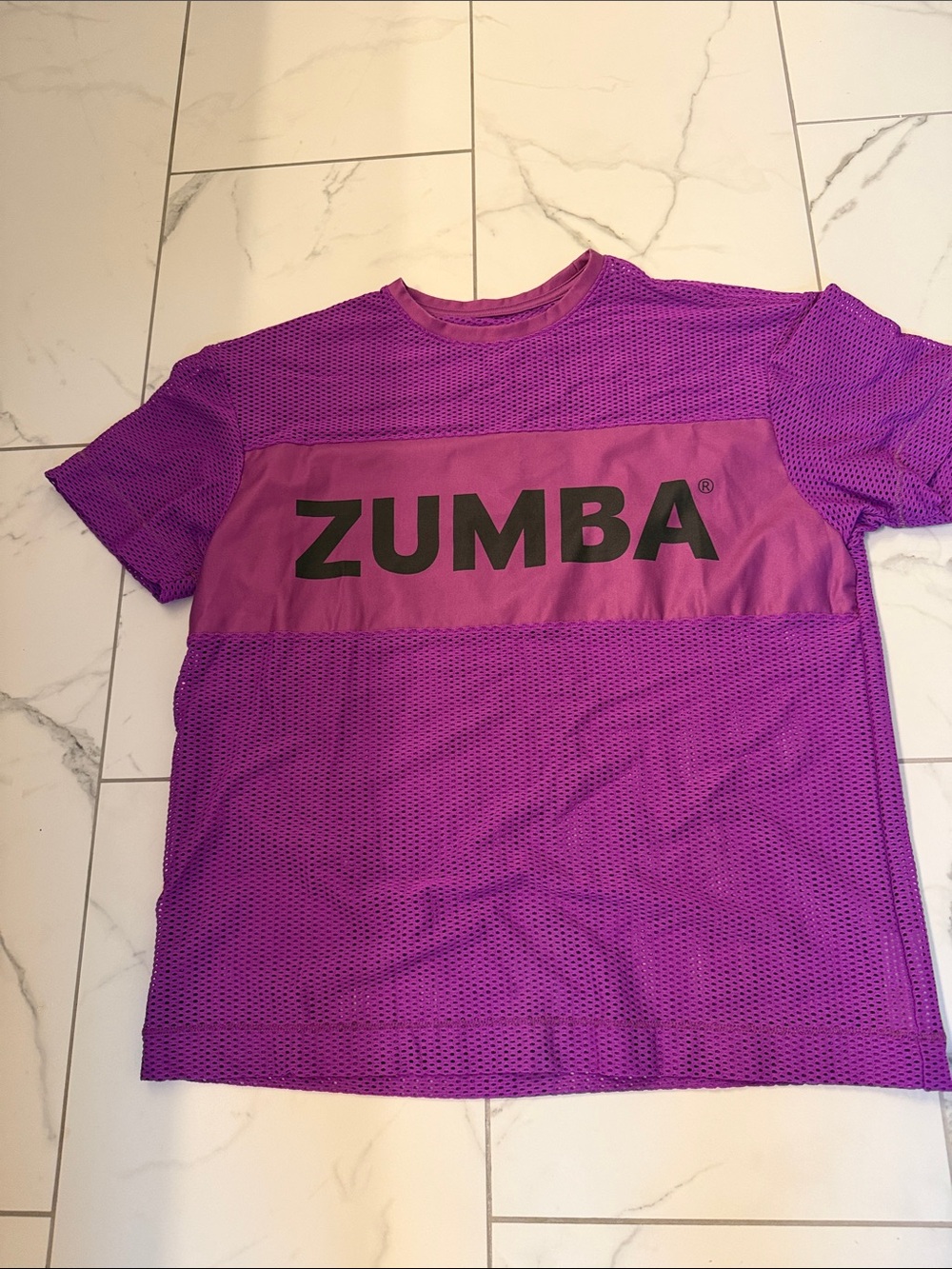 Zumba Fitness Purple Mesh Logo Tee with Black Branding